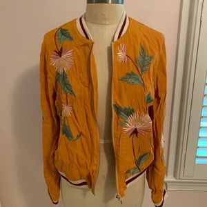 Anthropologie Floral Bomber